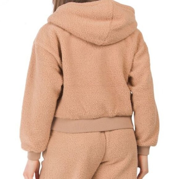 BLANK NYC Sherpa Pullover Hoodie Camel | S - Picture 2 of 2